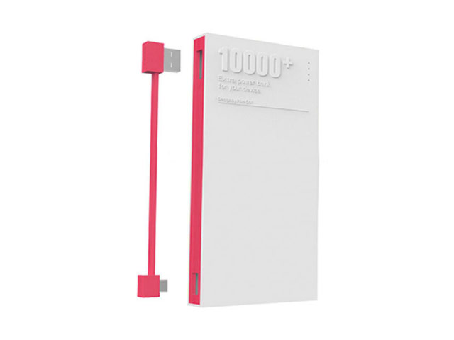 Внешняя батарея Plus-dot Power Bank универсальная (10000 mAh, белая/розовая)