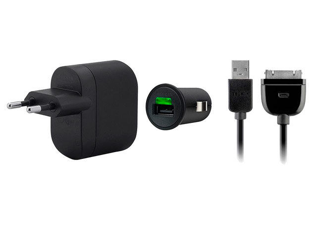 Зарядное устройство Belkin Charging Kit универсальное (комплект авто. и 220В, 2.1A, USB, черное)